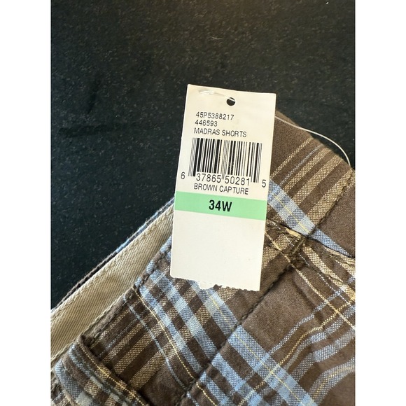 IZOD PLAID FLAT FRONT CHINO SHORTS MENS SIZE 34 - Picture 3 of 14